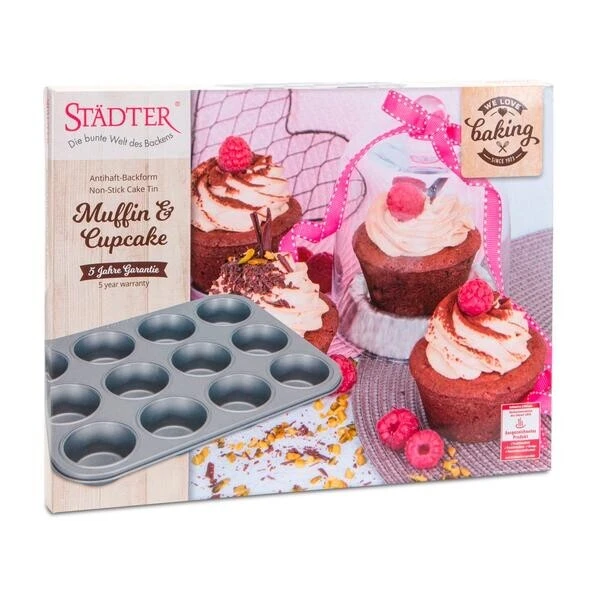 Städter Muffin-/Cupcake-Blech 35x27 Cm We Love Baking Silber 3 Städter Muffin-/Cupcake-Blech 35x27 Cm We Love Baking Silber – Bild 3